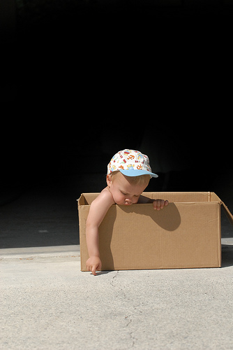 Toddler creative play in box