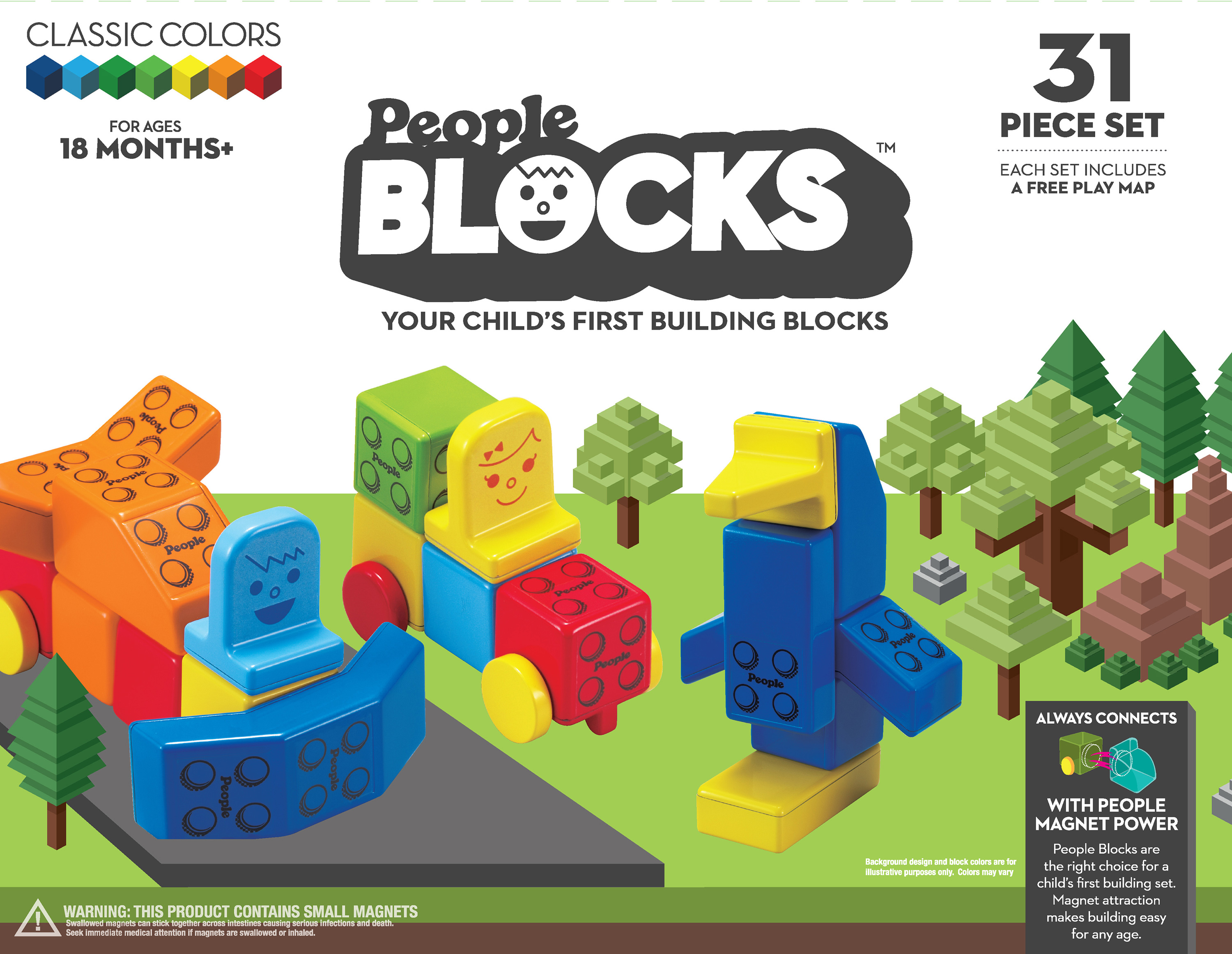 People Blocks–Classic Colors 31 Pc Set by People Toy Company