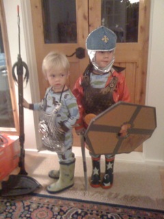 Will and Ben dressup as Knights